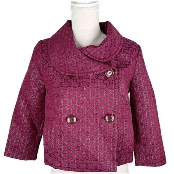 Isaac Mizrahi Purple & Metallic Coat Jacket Jackie Kennedy Vibes Size 10 READ - Picture 2 of 14